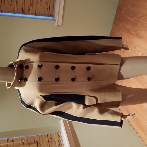 Wool And Angora Jacket in Tan & Black Size 14